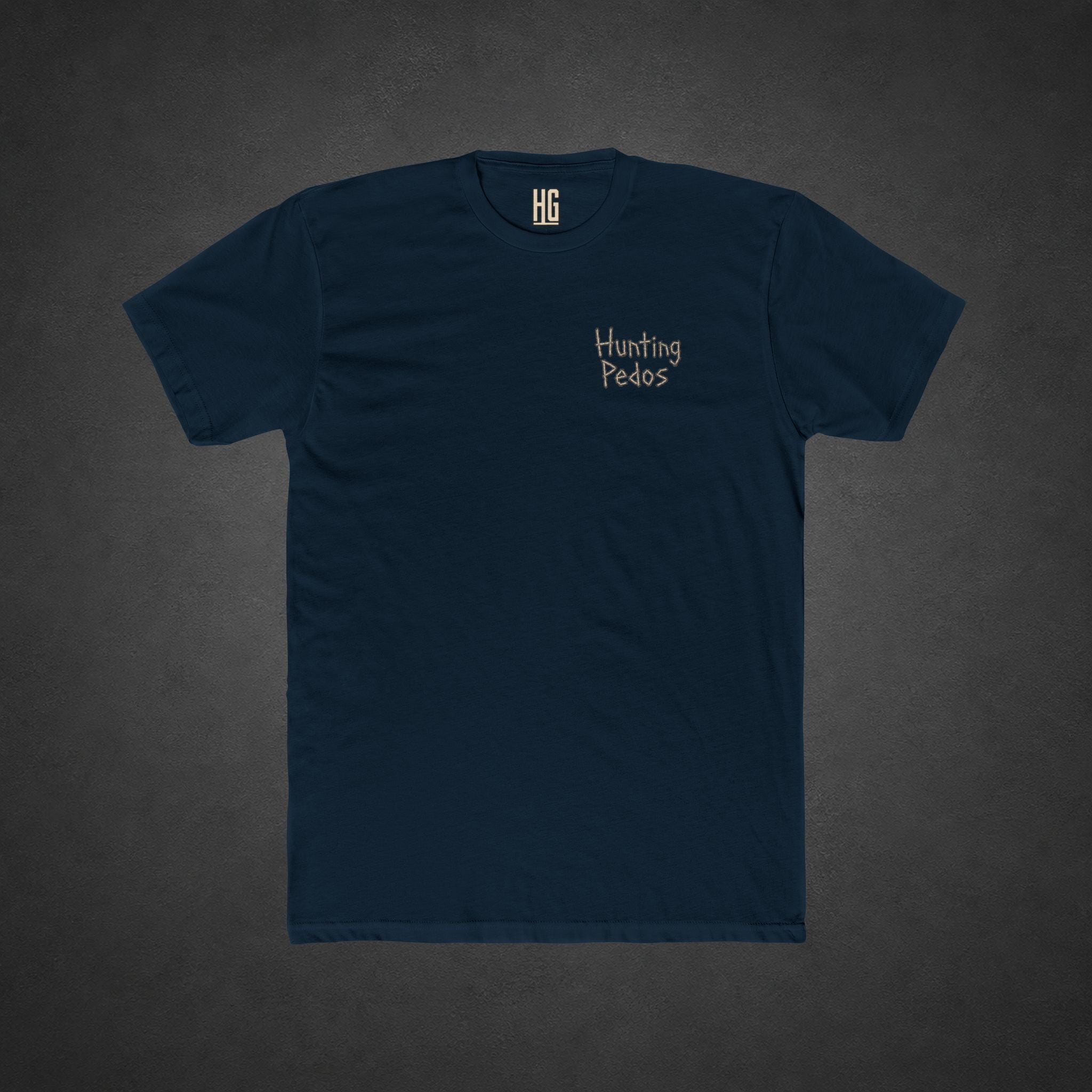 Hunting Pedos Tee — t-shirt printed with a cartoon raccoon wearing night-vision goggles and holding a scoped rifle