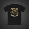 Come and Take It Tee — t-shirt printed with a battle-worn opossum gripping a pistol and “COME AND TAKE IT” lettering